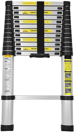 Joparri Échelle Télescopique en Aluminium 3,8 m - Antidérapante, Multi-usages, Extensible - Capacité de Charge 150 kg