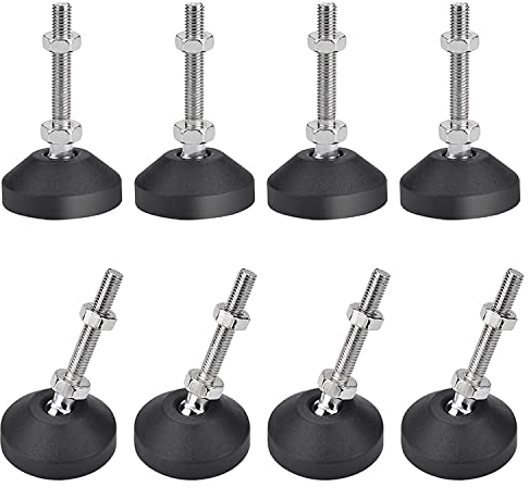 LEIMEND 8 Piezas Tornillos Reguladores, Niveladores Base, M8×40mm Tornillos de Ajuste de Pies Niveladores para Muebles, Rosca Pies de Metal con Regulación de Rotación de Tuerca de Bloqueo