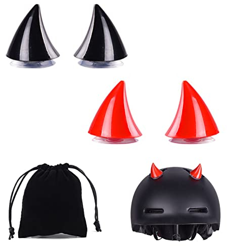 Corno per Casco da Moto, Corno da Diavolo per Casco, Corna Casco Moto con Ventose, Decorazione per Casco da Moto, Corna con Ventosa per Casco, Casco Moto Accessori con Sacchetti di Velluto, 2 Paia