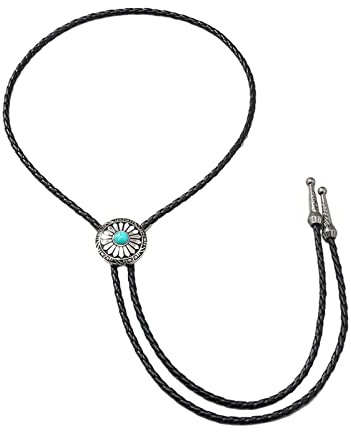 LeeCAE Bolo Tie Western Vintage - Cravate de Cowboy Turquoise, Amérindien pour Hommes - Nœud Papillon Occidental - Noir