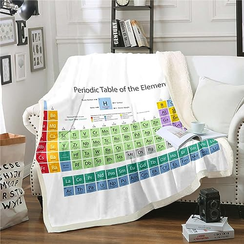 Coperta per tavola periodica per ragazzi e ragazze, regalo per il rientro a scuola, coperta in pile per adolescenti e bambini, formula scienza scienza matematica coperta Sherpa coperta 127 x 152 cm