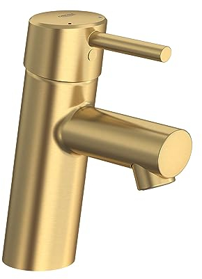 GROHE 34270GNA Concetto, robinet de salle de bain monotrou à poignée unique, taille S, 1,2 GPM, lever de soleil frais brossé (or brossé)