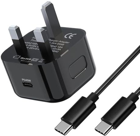 45W Charger Plug and Cable for Samsung Galaxy S25 Ultra/S24 Ultra/S23 FE/A56 5G/S24 Plus/S22 S21 A55 A36/A34 A15 A25 A53,Tab S7 S8 S9 S10 iPhone 16e/16 Pro Max Super Fast USB C Charging Phone Adapter