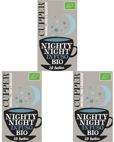 CUPPER Nighty Night Infuso Biologico con Cannella, Camomilla e Melissa, Tisana con Ingredienti Naturali, Gusto Avvolgente, Filtri 100% Biodegradabili, Confezione da 60 Bustine