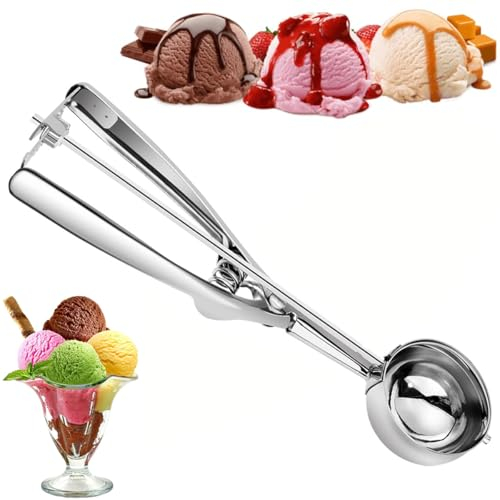 Wenrecu Edelstahl-Eisportionierer, 6 cm Durchmesser, mit Auslöser für Eis, Kekse, Kuchenteig, Muffins, Fleischbällchen, Pfannkuchen