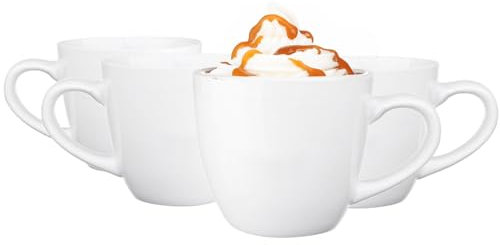 Glasmark KROSNO 1992 Bruno set de tasses 4 pièces tasses à café tasses à thé en céramique set de 4 blanc 230 ml