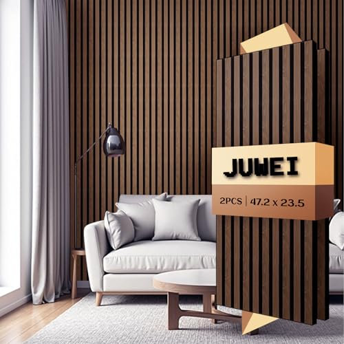 AKK-STAR Akustikpaneele 2er-Set - 1200 x 600 x 18 mm 1,44 m² Wandpaneele Holz - 3D Wandverkleidung mit Holzoptik für Wohnzimmer & Büro-Schallschutz und Dekoration für Büro, Stu (Schwarznuss 11# 120CM)
