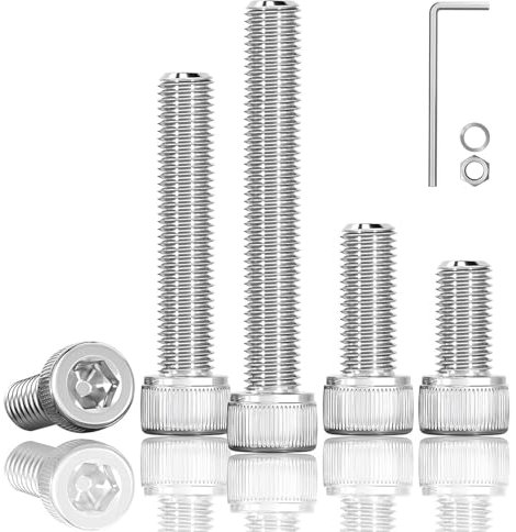 HXJDAM Set di 180 viti M3 x 35, viti a testa cilindrica, viti a testa cilindrica, con esagono incassato, in acciaio inox A2 V2A, filettatura completa, viti a brugola con dado in acciaio inox