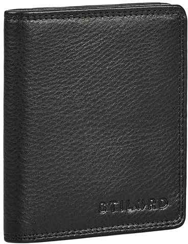 STILORD 'Knox' Ledergeldbörse Männer Echtleder - Große Wiener Kombibörse Münzgeldbörse Brieftasche Herren Groß im Hochformat Geldbeutel mit vielen Kartenfächern RFID Schutz, Farbe:schwarz