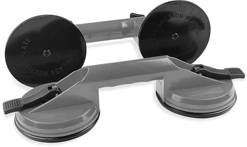 Fsaklaskdy 2 Stück Saugheber, (Grau) Glassauger, Saugheber Fliesen, Saugnapf Griff Vakuumheber 100kg Tragfähiger Mit Ergonomischen & Rutschfesten, Suction Cup für Fliesen, Möbel, Glas, Laminat