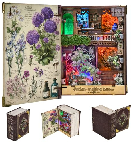 MiniCity Magic Book Nook Building Set with Light, Booknook Building Toys for Bookshelf Home Decor, DIY Miniature House Model Kit, Gifts for Adults (Potion-Making Edition)