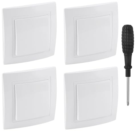 UYUYong 4 Pièces Interrupteur va et Vient Interrupteur Mural Interrupteurs Encastrable 10 A 250 V Bouton Interrupteurs Simple Interrupteur Extra Plat pour Escalier Couloir Chambre à Coucher (Blanc)