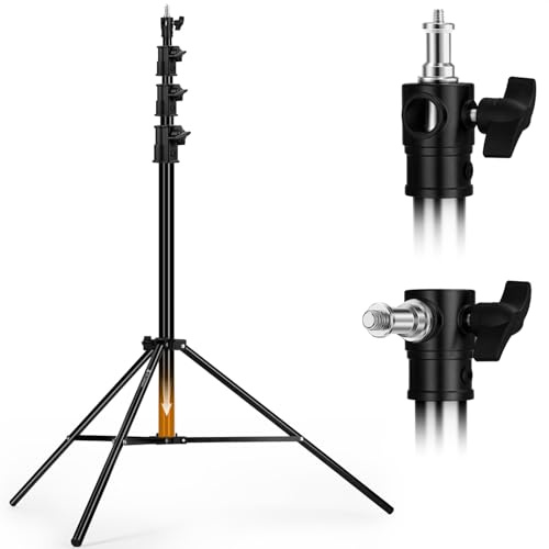 K&F CONCEPT Soporte de Luz de 4 m con Amortiguación de Aire, Trípode Metálico Resistente Carga 6 kg, Incluye Adaptador 3/8 y Bolsa, para Ring Light, Reflector y Vídeo