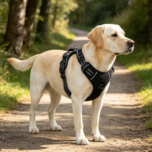 Meisax Harnais Chien Anti Traction pour Chien Moyen, Noir, M