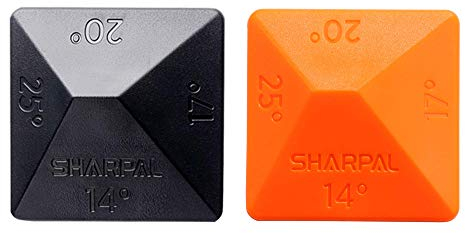 SHARPAL 196N ANGLE PYRAMID Pierre à aiguiser pour l’affûtage de couteaux et lames, pack de 2 guides d’angle, 4 angles universels — 14°, 17°, 20°, 25°