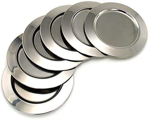 FranquiHOgar | Set de 6 bajoplatos de acero inoxidable plateados 32 cm ø | AVIGNON | Protege tu mesa y mantel a la vez que es elegante para ocasiones especiales