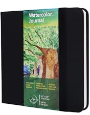 tumuarta Square Watercolor Journal, 300 GSM,5.5X5 .5 Inch, Cotton Paper,Cold Press,Acid Free, 24 Sheets, Watercolor Paper Sketchbooks for Use As Travel Notebook and Mixed Media Pad On The Go