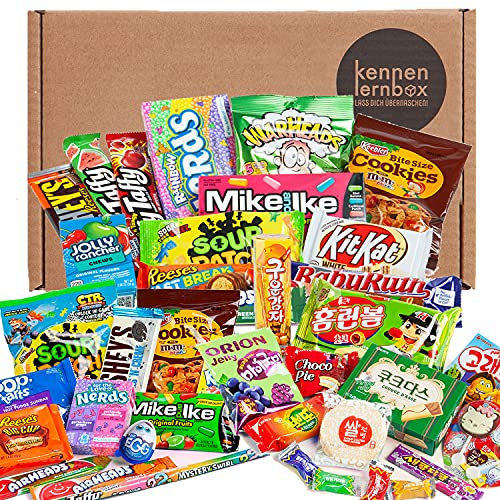 Kennenlernbox | Giant Box mit 40 beliebten Süßigkeiten aus USA und Korea | Geschenkidee für besondere Anlässe wie zum Geburtstag