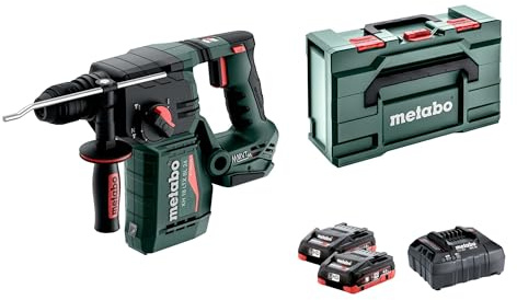 metabo Akku-Kombihammer KH 18 LTX BL 24-18 V, 2.2 J Schlagenergie, 4750 /min Schlagzahl - SDS-Plus, Bürstenlos - Inkl. 2 x LiHD Akkupack 4.0 Ah, Ladegerät ASC 55 und metaBOX 165 L