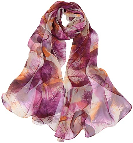 FARIYGATE Women's Scarves & Wraps Smooth Soft and Lightweight Georgette Chiffon Neck Scarf Retro Floral Hair Head Bandanas Neckerchief