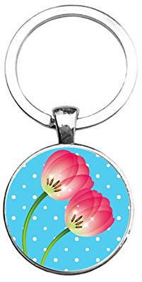 Porte-clés Verre - Tulipes, silverl