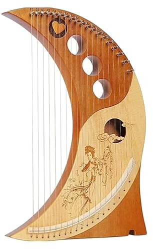 19 Lyre Harp Instrument, Metallsaiten, Holzharfeninstrument, Wood The Moon-Harfen Halbmond-Kreativform Mahagoni-Laugenharfe Für Kinder, Erwachsene, Anfänger
