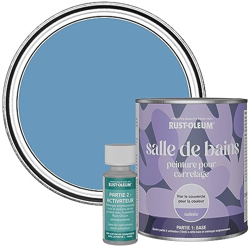 Rust-Oleum Blue Water-Resistant Bathroom Tile Paint in Satin Finish - Cornflower Blue 750ml