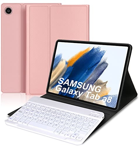IVEOPPE Teclado para Samsung Galaxy Tab A8, Funda Teclado Español Ñ Bluetooth Inalámbrico Magnético Desmontable para Samsung Galaxy Tab A8 (SM-X200/X205/X207) 10.5 2022/2021, Rosa