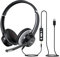 KONNAO Cuffie USB microfono, Cuffie computer cablate da 3,5 mm con microfono di cancellazione del rumore, Cuffie stereo con MIC per PC, Controlli in linea, Cuffie da lavoro per Skype Zoom Laptop