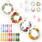 INFUNLY 4 Packung Blumenkranz-Sticksets Für Anfänger Blumenmuster Kreuzstichset Tier-DIY-Nadelspitze-Set Stickset Mit Pflanzenstempel Mit Anleitung Stickrahmen Fäden