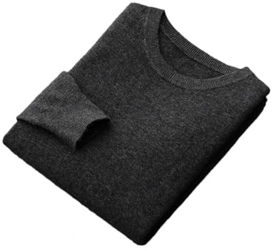Ulltröja herr rund hals pullover toppar tunn enfärgad tröja stickad tröja topp, Mörkgrå9, L