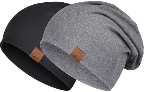 GXCROR Mütze Damen Herren,Beanie Herren Damen Slouch Beanie Mütze, Baumwolle Weich Dünne Mütze, Leichte Atmungsaktiv Longbeanie, Chemo Mütze für Alle Jahreszeiten