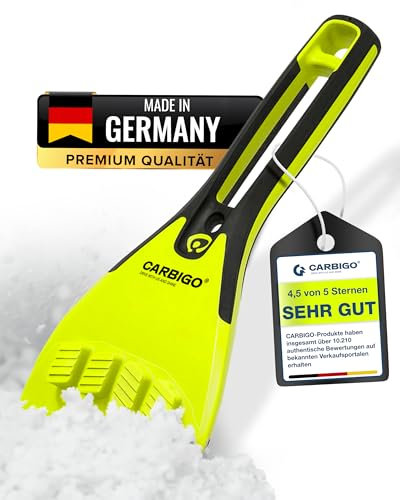 Carbigo Eiskratzer I Kompakter Eiskratzer Auto bis -30° I Auto Kratzer robust, mit verstärkten Eisbrecher-Kanten I Scheibenkratzer Auto speziell für Dicke Eisschichten, ohne Scheibe zu schaden