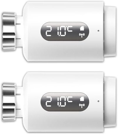 ANTELA Termostato Intelligente, Valvola Termostatica Wifi Compatibile con Alexa, Termostato per Riscaldamento Wifi, Controllo Remoto, 2.4Ghz, 2 Pezzi