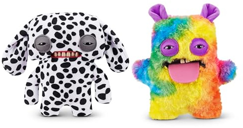 Fuggler Butt Ugly Pets de 23 cm Serie 1 de ZURU, Juguete de Peluche Funny Ugly Monster Plush Toy, 2PK(Annoyed Alien - Da lmatian and Oogah Boogah - Guinea Pig)