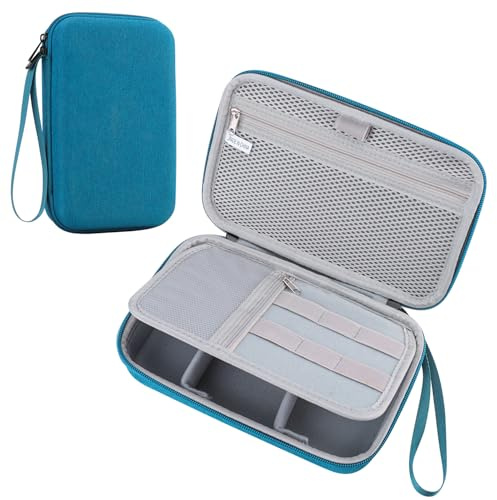 Teskyer Organizador Cables Viaje, Carcasa Rígida, Impermeable, Mejor Protección, Gran Capacidad, Portátil, Viajes Accesorios, 14 x 22 x 6,5 cm, Verde Oscuro