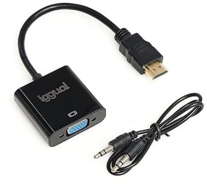 glowster Adaptador HDMI a VGA con Salida de Audio 3.5 mm para convertir señales Digitales a analógicas y conectar Dispositivos de Video.