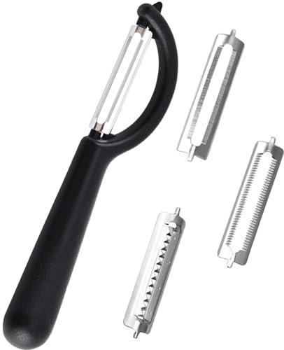P Peeler, Potato Peeler, Asparagus Peeler, Double Head, Peeler Kitchen Aid, Peeler Made of Stainless Steel, Vegetable Peeler, Universal, Peeler Kitchen Set with 2 Replacement Blades, for Vegetables
