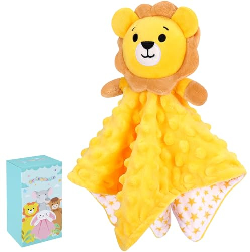 Lion Plush Baby Comforters Blanket Plush Cuddly Toy Comforter Cuddle Blanket Animal Snuggle Toy Comforters Infant Gift for Mom, Lion Toys Loveys Newborn Soft Touch Toddler Boys Girls