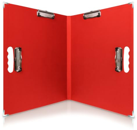 18x24 Clipboard - Foldable 18x24 File Folder & Drawing Board - Folds to 11x17 Clipboard, 4 Clips, Corner Protectors, Portable Art Portfolio, Architecture Folder, 11x17 Binder, Portfolio Binder (Red)
