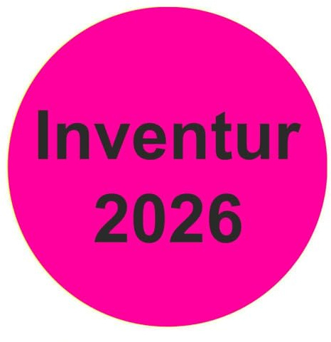 Lot de 1000 étiquettes d'inventaire « Inventur 2026 » - Diamètre : 50 mm - Rose vif