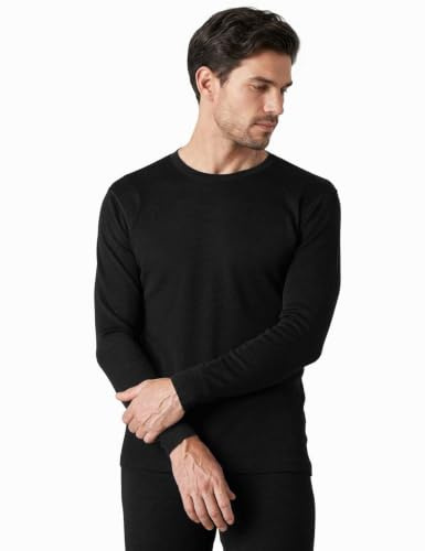 LAPASA Camiseta Interior Térmica Peso Ligero/Medio de 100% Lana Merino para Hombre Manga Larga Cuello Redondo Capa Interior M29/M67