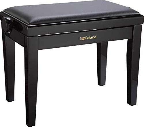 Sgabello Roland per pianoforte con finitura ebano lucida, rivestimento vinilico della seduta imbottito - RPB-200PE