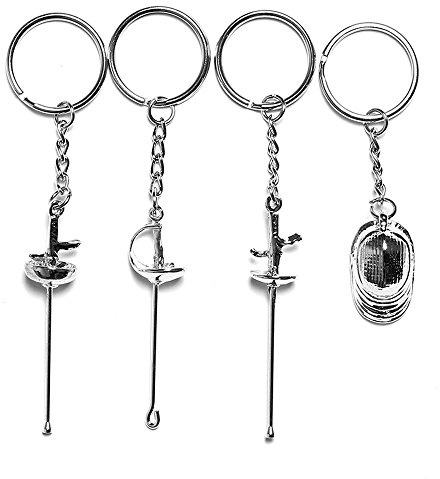 LEONARK Regalo Personalizado para esgrimista - Presente para Sabre Epee y Foil Fencer - Llavero de Recuerdo para Colgante para Aficionados al esgrima (Plata)