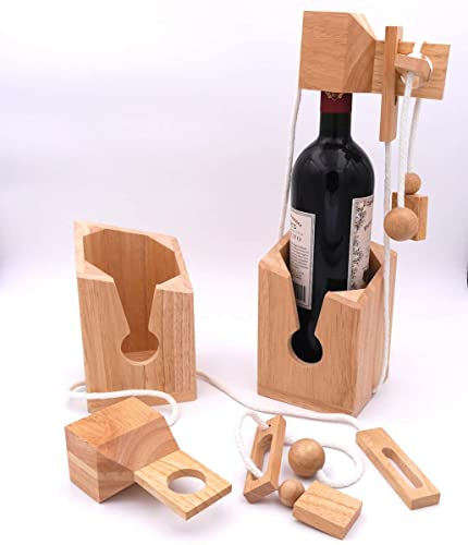 ROMBOL Flaschentresor - Edles Denkspiel aus Holz für große Flaschen, Modell:2