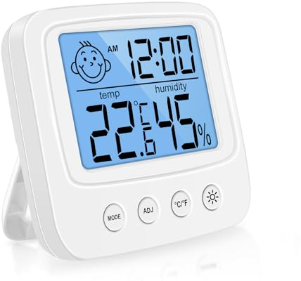 Vinabo Termometro Digital Casa, Higrómetro Digital Interior, Termómetro Digital de Escritorio con Monitor de Temperatura y Humedad, Termometro Interior para la Comodidad en la Oficina y en Casa