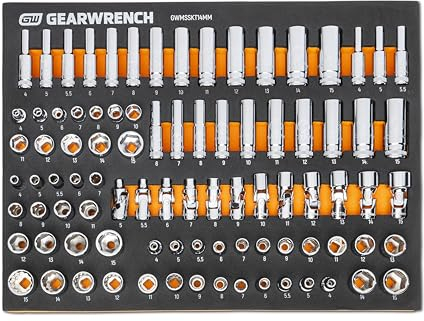 GEARWRENCH 89 Piece 1/4” Drive Master Metric Socket Set in Foam Storage Tray - GWMSSKT14MM