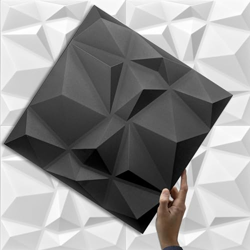 DECCART - Panneau Mural Decoratif 3D | Revetement mural | Panneaux Muraux | Polystyrène PSE | 50x50 cm Ambre 2m², 8 pièces, Noir