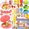 BBLTIFF 51 Stück Knete Zubehör Kitchen Creations, Knete Set Inklusive Kuchen-Tonmaschine mit Gesangsmusik, 12 Farbige Tonerde, Knetwerkzeug, Knete Kinder, Kinderknete für Jungen Mädchen ab 3