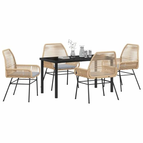 vidaXL Conjunto de Comedor de Jardín 5 pcs Marrón ratán sintético, Jardín y terraza, Moderno, Duradero, Materiales Resistentes a UV, Conjunto de Comedor al Aire Libre, Grupo de ratán